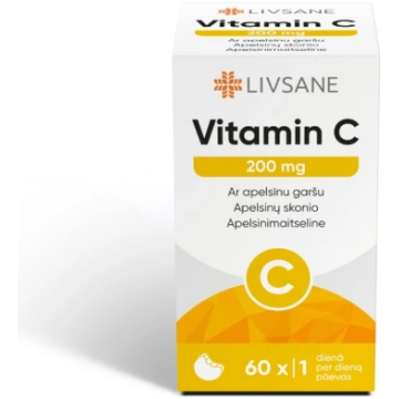 LIVSANE Vitamin C 200 mg košļājamās tabletes N60