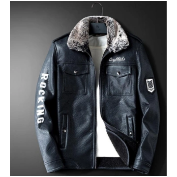 New Fur Integrated Men"s Fur Collar Leather Jacket