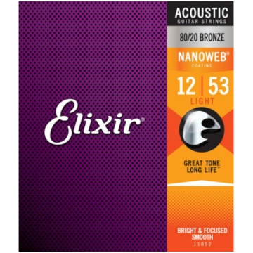 Elixir 11052 Nanoweb 80/20 Bronze 12-53 akustiskās