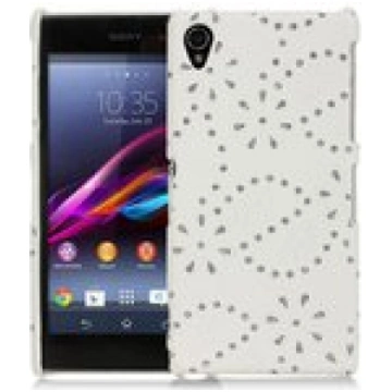 Sony Xperia Z1 Leather Floral Design Crystal Studs