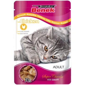 Konservi kaķiem – Super Benek Pouches Chicken, 100