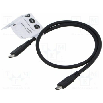 Cable; USB 4.0; USB C plug,both sides; 0.5m; black