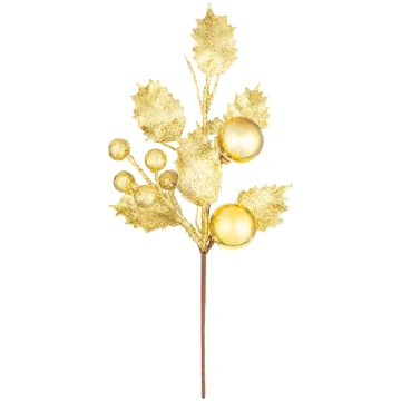 MagicHome Ziemassvētku zariņš, holly, zelts, 24 cm