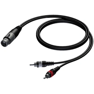 XLR female to 2 x RCA/Cinch male 1,5 meter Procab 