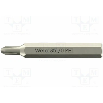 Screwdriver bit; Phillips Recess®; PH1; 851/0 Micr