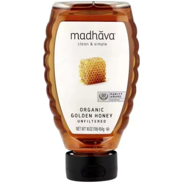 Madhava, Organic Golden Honey, Unfiltered, 16 oz (