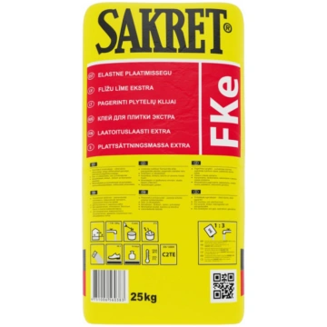 Sakret FKe elastīga flīžu līme (C2TE), pelēka, 25k