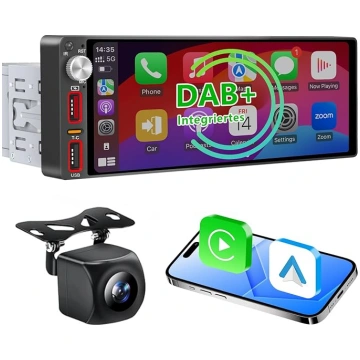 6,9 collu 1 DIN autoradio ar bezvadu CarPlay un An