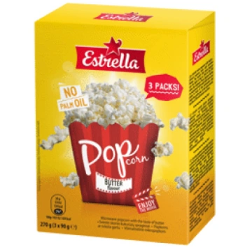 Popkorns ESTRELLA ar sviesta garšu 3x90g