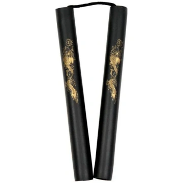Zwarte sponsrubber Nunchaku met touw en draak Figh