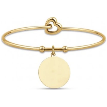 Bracciale Rigido Luca Barra Acciaio Gold Piastra P