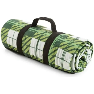 Piknika sega 130x145 cm zaļi balts pleds Eurofiran
