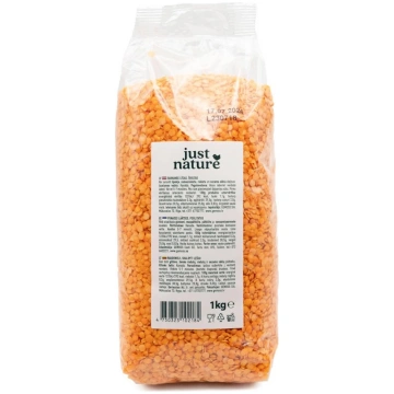 Šķeltas sarkanās lēcas 1kg JUST NATURE
