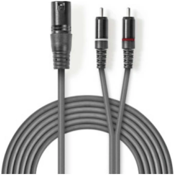 Kabelis Nedis XLR M - 2x RCA M 1.5m COTH15200GY15
