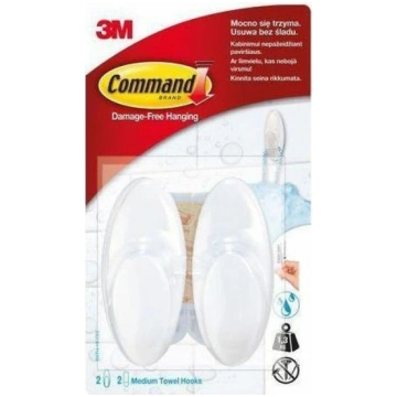 3M Command Haki Na Reczniki 2 Srednie Biale BATH-1