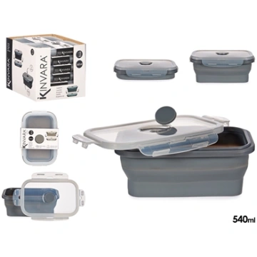 Rectangular silicone lunchbox, 540 ml, anthracite,