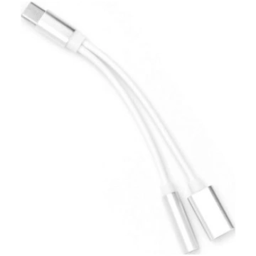 Adapter USB USB-C - Jack 3.5mm + USB-C Bialy (3923