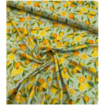 100% viskozes poplīna audums Citroni 105gr/m²