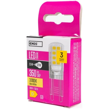 Spuldze LED silti balta, G9 2.5W, 350lm, 3000K, H4