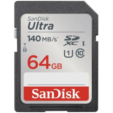 SANDISK 64GB Ultra SDXC memory card, 140MB/s, UHS-