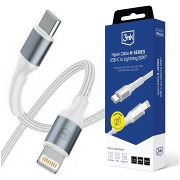 Kabel USB 3mk USB-C - Lightning 1 m Bialy (3MK1747
