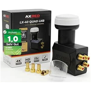 Axred Quad LNB + Weather Protection Cover + 4x F-C