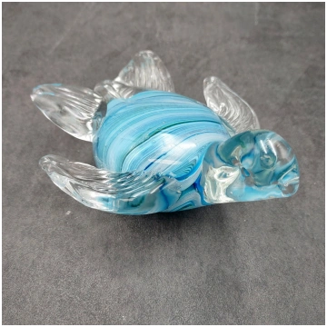 Aqua Blue Swirl Glass Sea Turtle Figurine (1 figur