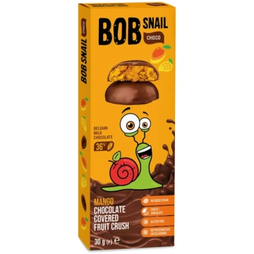 Bob Snail Mango fudge in chocolate, 30g 450-27786