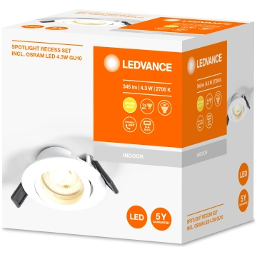 Lampa padziļinājums Ledvance Spot, GU10, balta krā