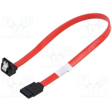 Cable: SATA; SATA plug,SATA plug angled; 0.3m; red