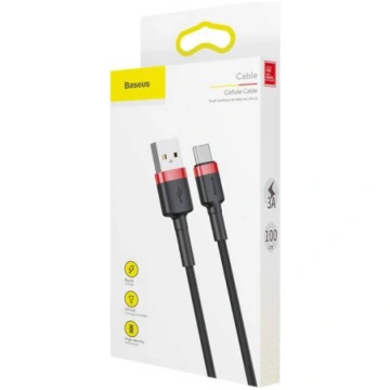 Baseus Type-C Cafule kabelis 3A 1m Red + Black (CA