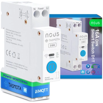NOUS D2T DIN Smart Switch 20A with Tasmota (ESP32)