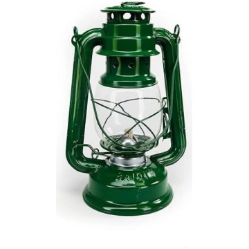 Petrolejas lampa 30 cm zaļa Pulverkrāsota, stikls,