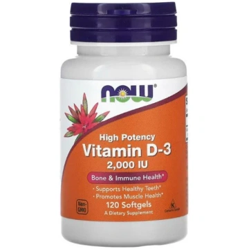 NOW Foods D-3 vitamīns, 2000 SV - 120 kapsulas