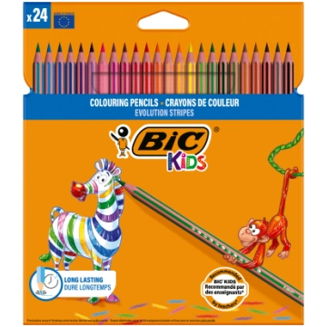 Krāsainie zīmuļi Bic Evolution Stripes, 24 gab