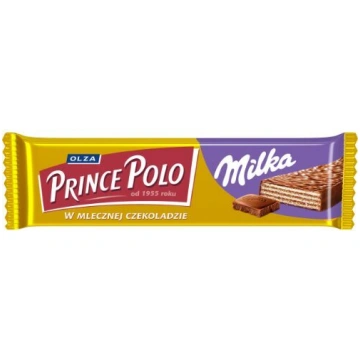 Prince Polo vafeļu batoniņš ar Milka šokolādes pār