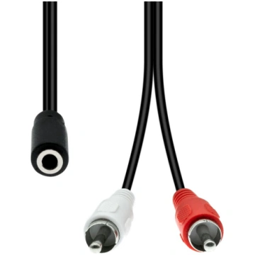 Mini-jack 3-pin to 2 x rca cable f-m black 20cm 57