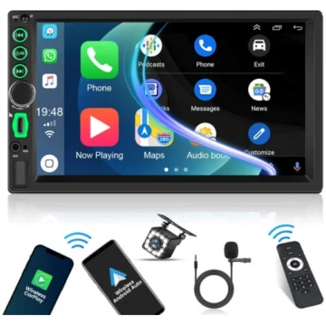 7 collu automašīnas radio Double DIN, Carplay un A