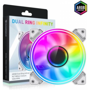 Gamemax Case Fan | DUAL RING INFINITY WH | White