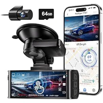 REDTIGER 4K Dash Cam automašīnas priekšējais aizmu