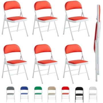 mcc direct Set of 6 Folding Chairs Faux Leather Fo