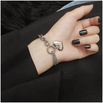Statement Heart Pendant Bracelet Stainless Steel G