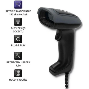 Qoltec 50863 Wired QR & BARCODE Scanner | USB