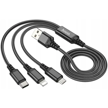 HOCO X76 3-in-1 USB-A uz Lightning / Micro-USB / U