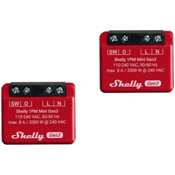 Shelly 1PM Mini Gen3 Set of 2 Controllers, WiFi/Bl