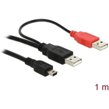 Delock Cable 2 x USB2.0-A male > USB mini 5-pin | 
