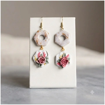 Auskaru glezna “Peonijas zieds” PowerBeads