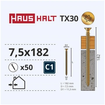 WINDOWS FRAME SCREW 7.5X182 50PCS (8) 000051396712