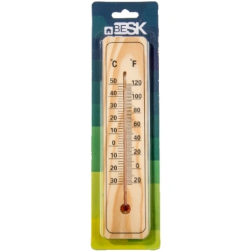 Termometrs āra un iekštelpu, koka 22cm BESK