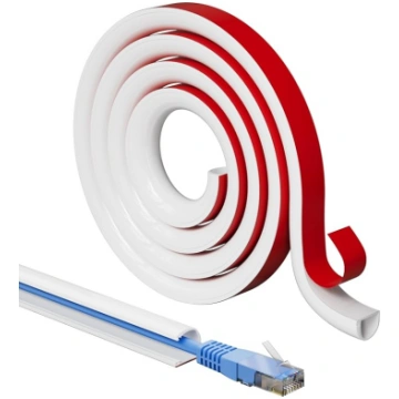 Kabeļu kanāls balts, pašlīmējošs, elastīgs silikon